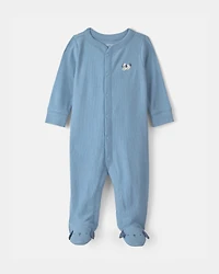 Baby Boy Dog Cotton Snap Sleep & Play Pajamas - Blue