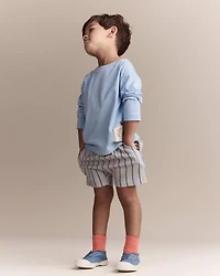 Toddler Boy Playground Shorts in Stripes - Grey