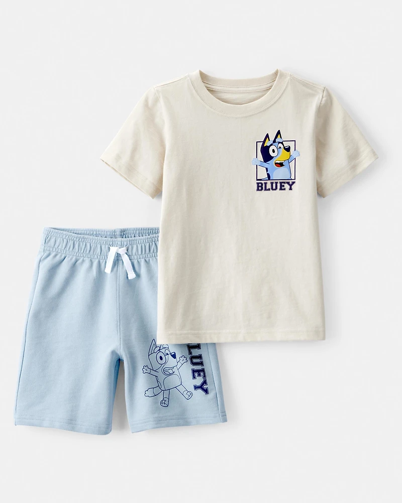 Toddler Boy 2-Piece Bluey Outfit Set - Ivory/Blue