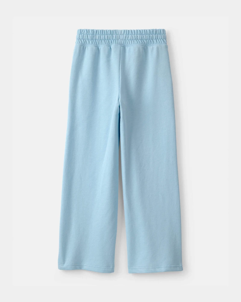 Girls French Terry Wide-Leg Pants - Blue