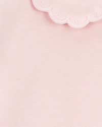 Toddler Scalloped Collar Short-Sleeve Top - Pink