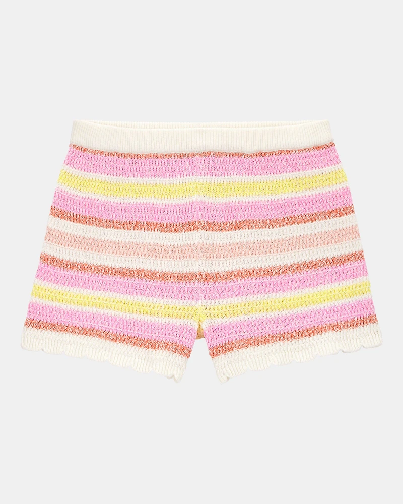 Kid Striped Crotchet Knit Shorts