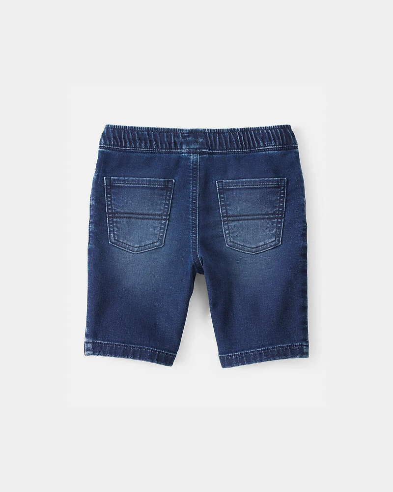 Boys Denim Drawstring Shorts - Dark Wash