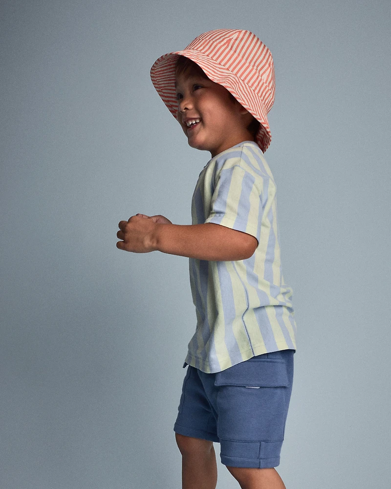 Toddler Boy Relaxed Tee in Stripes - Blue/Yellow