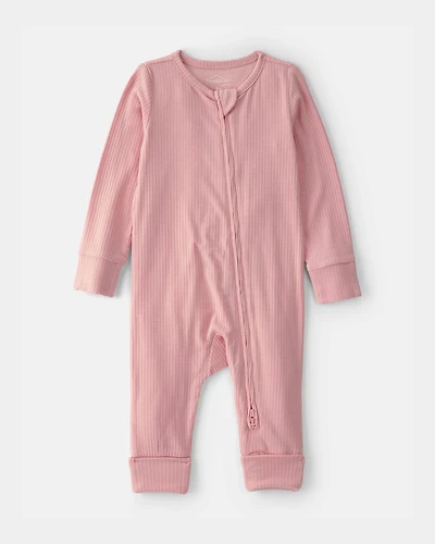 Baby Girl 2-Way Zip PurelySoft Sleep & Play Pajama - Pink