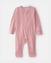 Baby Girl 2-Way Zip PurelySoft Sleep & Play Pajama - Pink