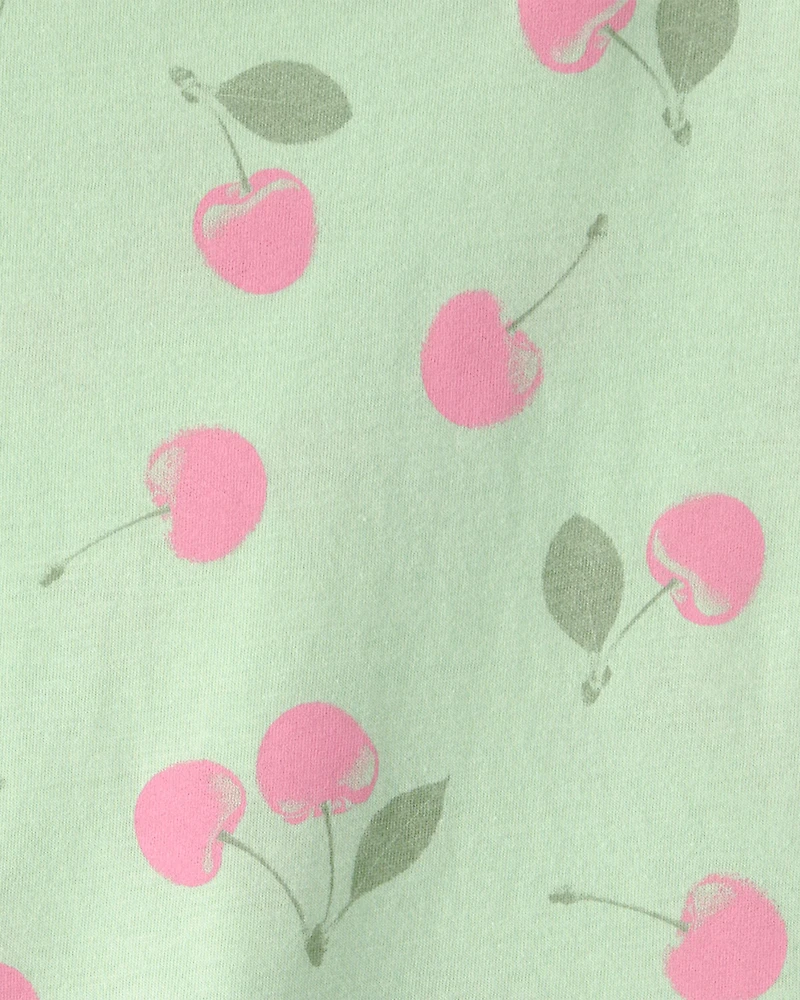 Girls Cherry Short-Sleeve Dress - Green