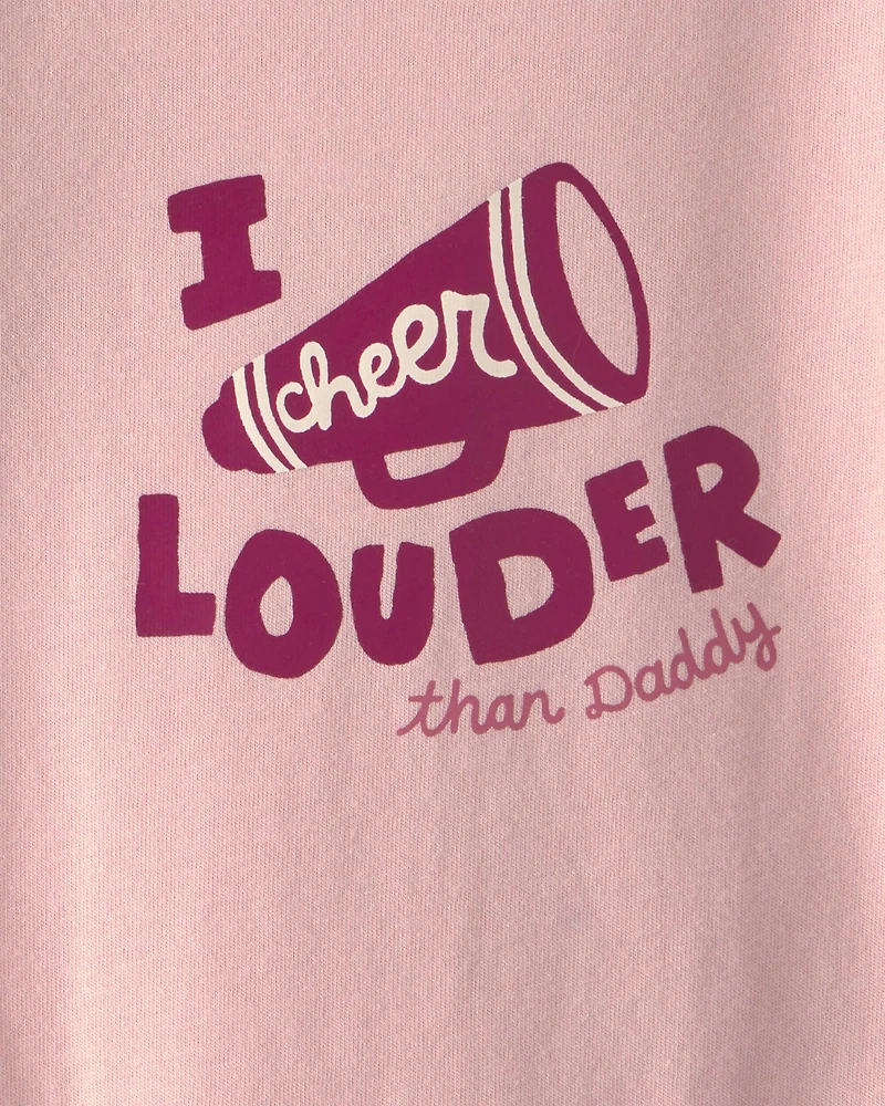 Baby Girl 'I Cheer Louder' Long-Sleeve Graphic Bodysuit - Pink