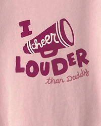 Baby Girl 'I Cheer Louder' Long-Sleeve Graphic Bodysuit - Pink