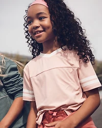 Girls 2-Piece Short-Sleeve Tee & Knit Active Skort Set - Pink