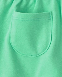 Toddler Girl 2-Piece Fish Ruffle Top & Short Set - Green/Ivory