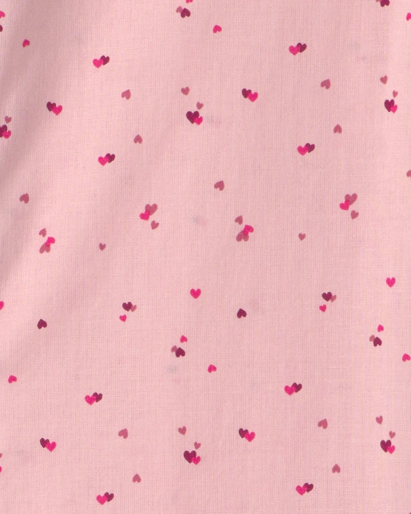 Girls Heart Collared Dress - Pink