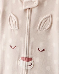 Baby Girl Deer Print DreamPlush Snug Fit Long-Sleeve 2-Way Zip Pajamas - Tan