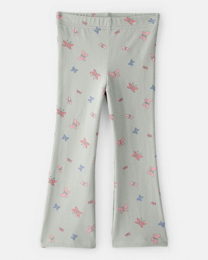 Toddler Girl Butterfly Flare Pull-On Stretch Leggings - Green
