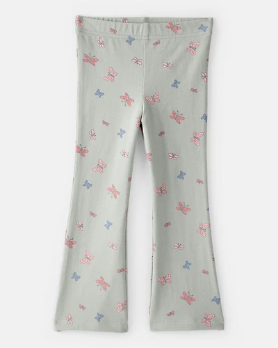 Toddler Girl Butterfly Flare Pull-On Stretch Leggings - Green