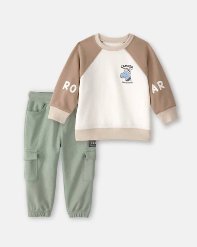 Baby Boy 2-Piece Dinosaur French Terry Pullover Sweatshirt & Cargo Joggers Set