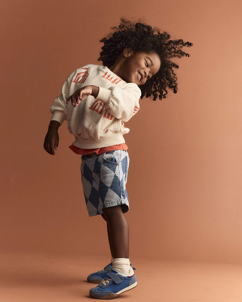 Toddler Otter Sweatshirt™ with Pockets in Big Top Print - Cream