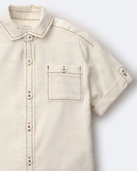 Toddler Boy Button-Down Short-Sleeve Shirt - Cream