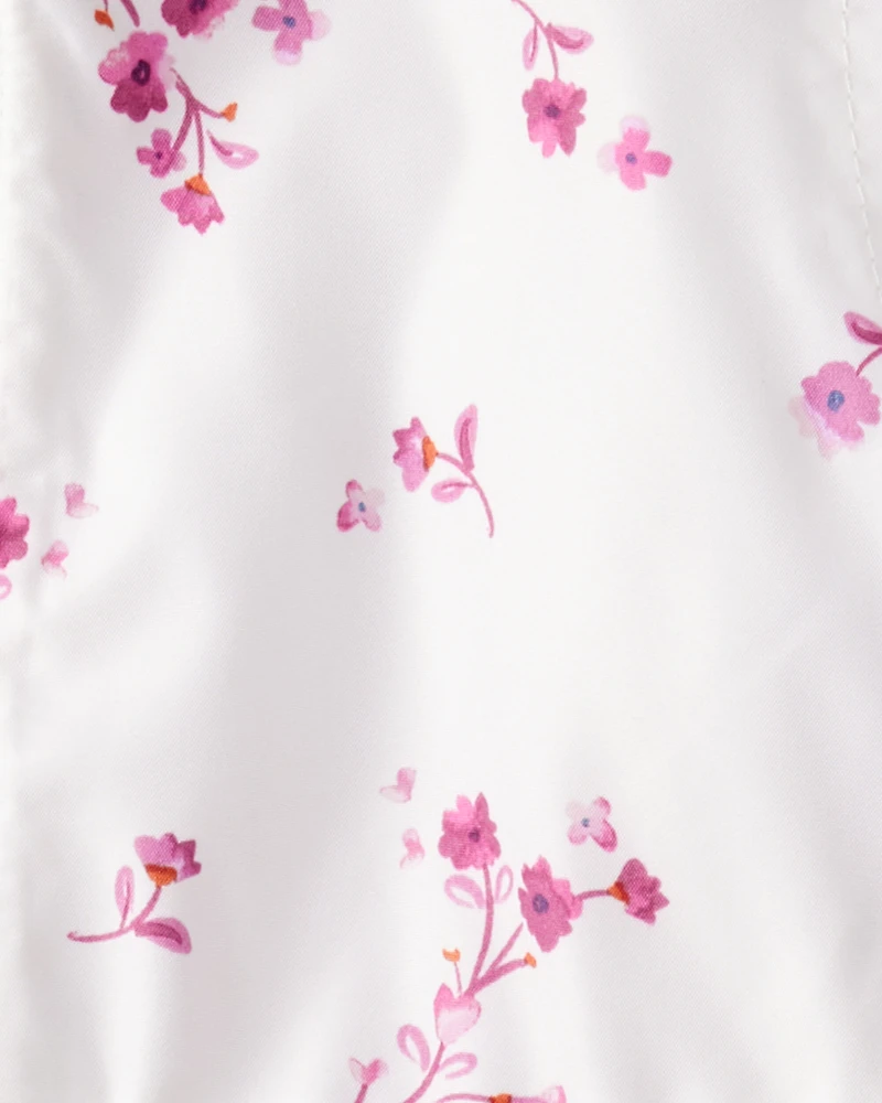 Baby Girl Floral Long-Sleeve Midweight Anorak Jacket - White