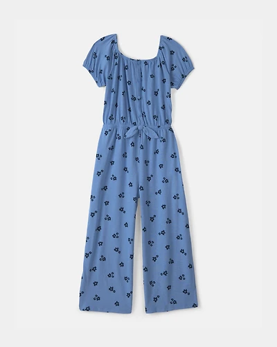 Girls Floral Jumpsuit - Blue
