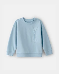 Toddler Boy French Terry Zipper Pullover Sweatshirt - Blue