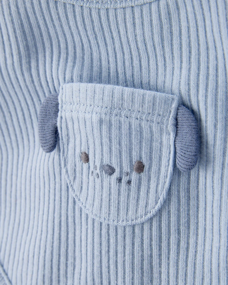 Baby 3-Pack Dog Bibs - Blue/Ivory