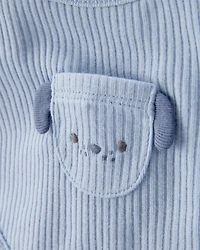 Baby 3-Pack Dog Bibs - Blue/Ivory