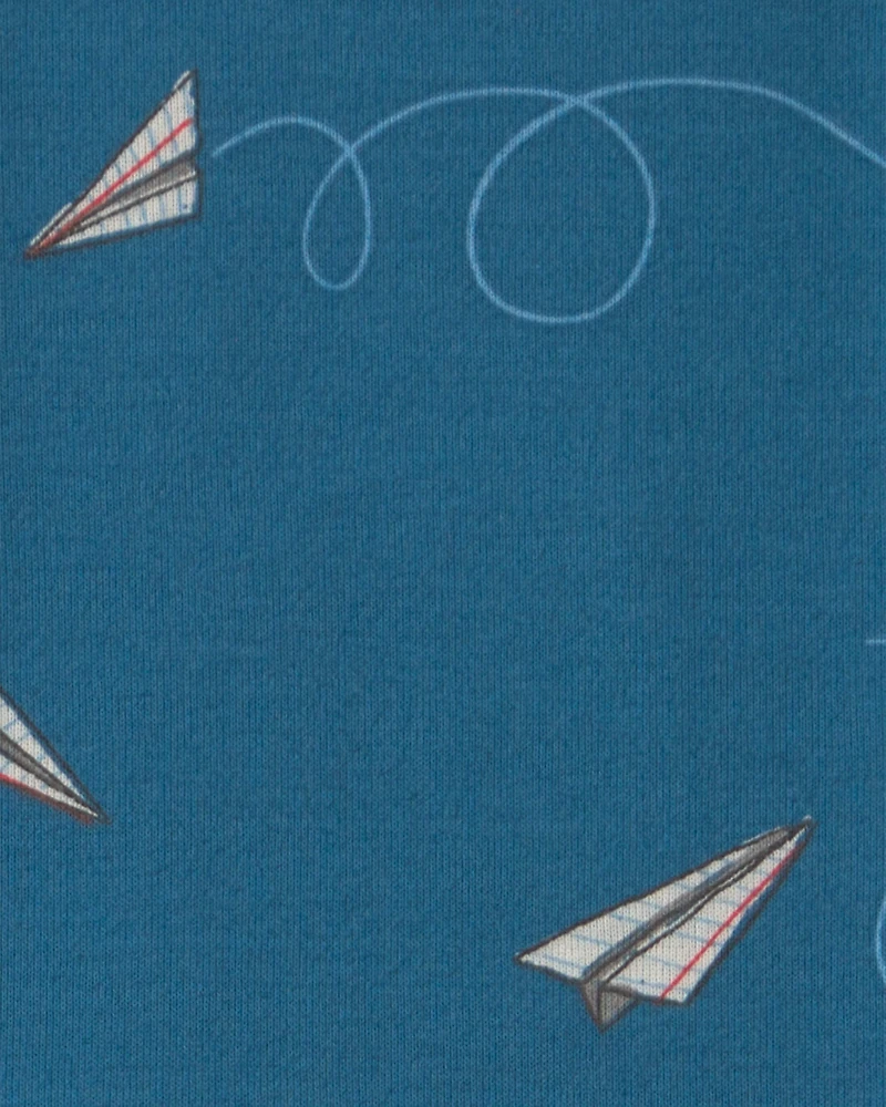 Toddler Boy Paper Airplane 100% Cotton 2-Piece Pajama Set - Navy Blue