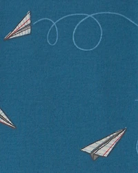 Toddler Boy Paper Airplane 100% Cotton 2-Piece Pajama Set - Navy Blue