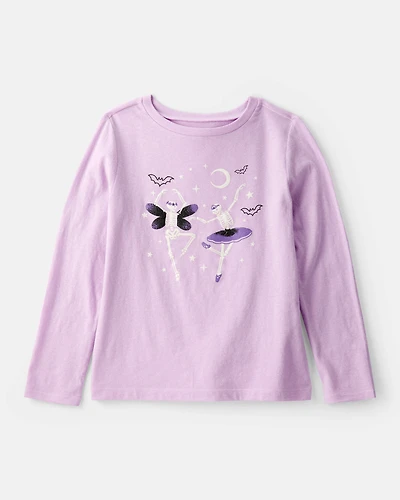 Girls Skeleton Long-Sleeve Graphic Tee - Purple