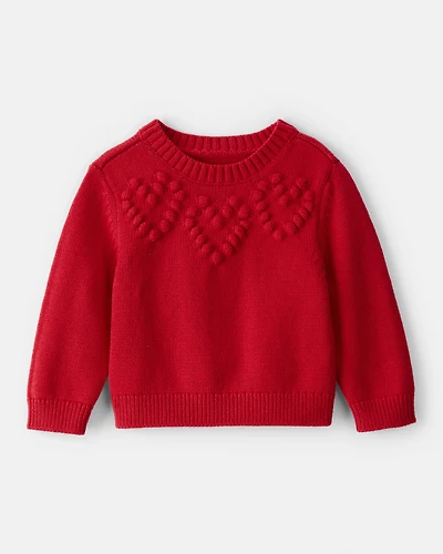 Baby Girl Heart Long-Sleeve Sweater - Red
