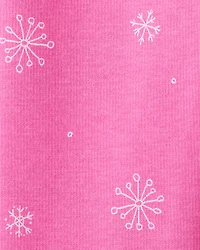 Toddler Girl Snowflake Pull-On Stretch Cozy Leggings - Pink