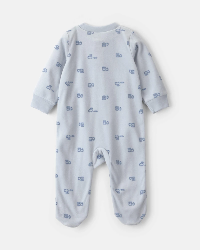 Baby Boy 'Baby Brother' Fleece 2-Way Zip Sleep & Play Pajamas - Blue