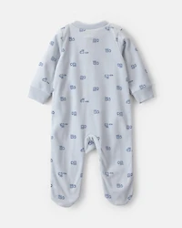 Baby Boy 'Baby Brother' Fleece 2-Way Zip Sleep & Play Pajamas - Blue