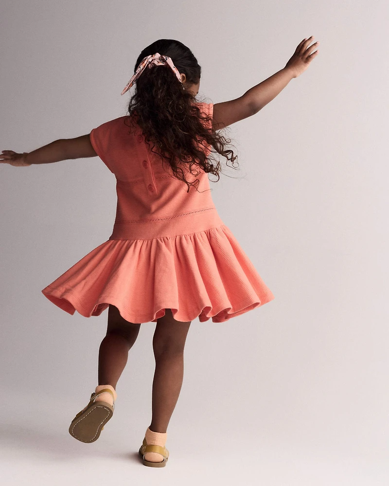 Toddler Girl Drop Waist Short-Sleeve Dress - Orange
