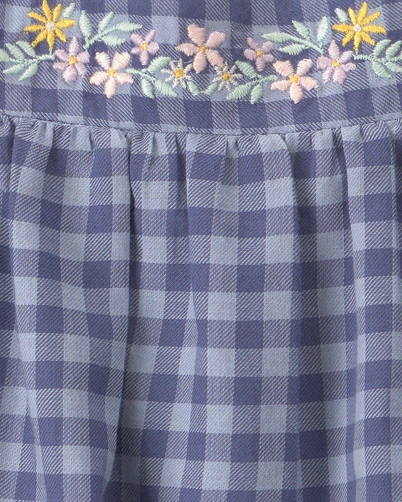 Baby Girl Gingham Twill Top - Blue