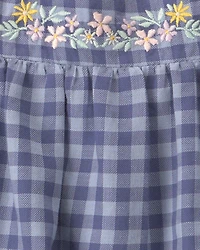 Baby Girl Gingham Twill Top - Blue