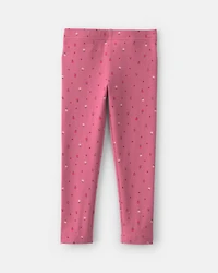 Toddler Girl Floral Cotton Pull-On Stretch Leggings - Pink