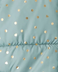 Girls 2-Piece Polka Dot Hooded Snowsuit Jacket & Bib Set - Green