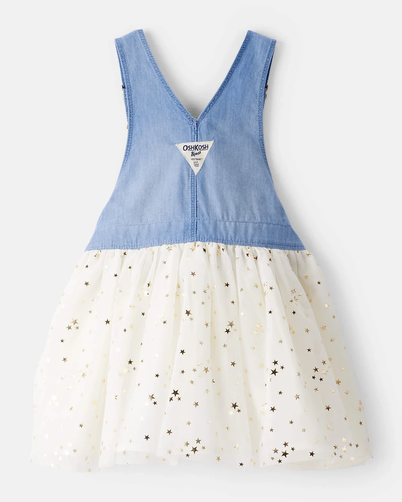 Toddler Girl Chambray Tulle Skirtall - Blue/Cream
