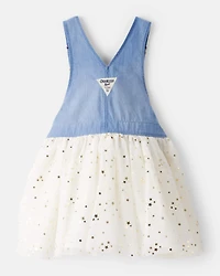 Toddler Girl Chambray Tulle Skirtall - Blue/Cream
