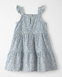 Toddler Girl Organic Cotton Tiered Dress in Meadow Bloom