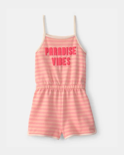Girls 'Paradise Vibes' French Terry Romper - Coral