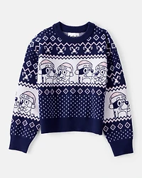 Girls Christmas Bluey™ Long-Sleeve Sweater - Blue