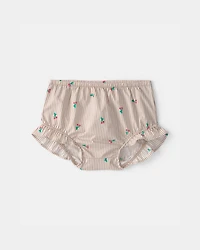 Baby Girl 3-Piece Cherry Striped Outfit Set - Beige/White