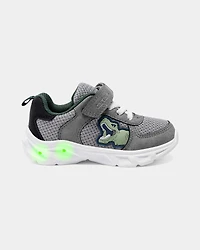 Toddler Boy Light-Up Dinosaur Athletic Sneakers - Grey/White
