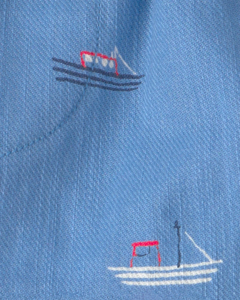 Baby Boy Sailboat Twill Shorts - Blue