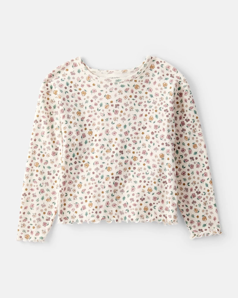 Toddler Girl 2-Piece Floral Corduroy Jumper - Brown