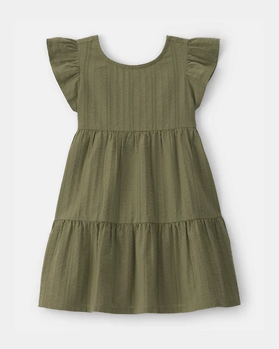 Toddler Girl Ruffle-Sleeve Tiered Dress - Green