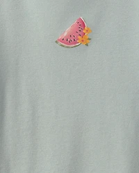 Girls Watermelon Ribbed Tee - Green